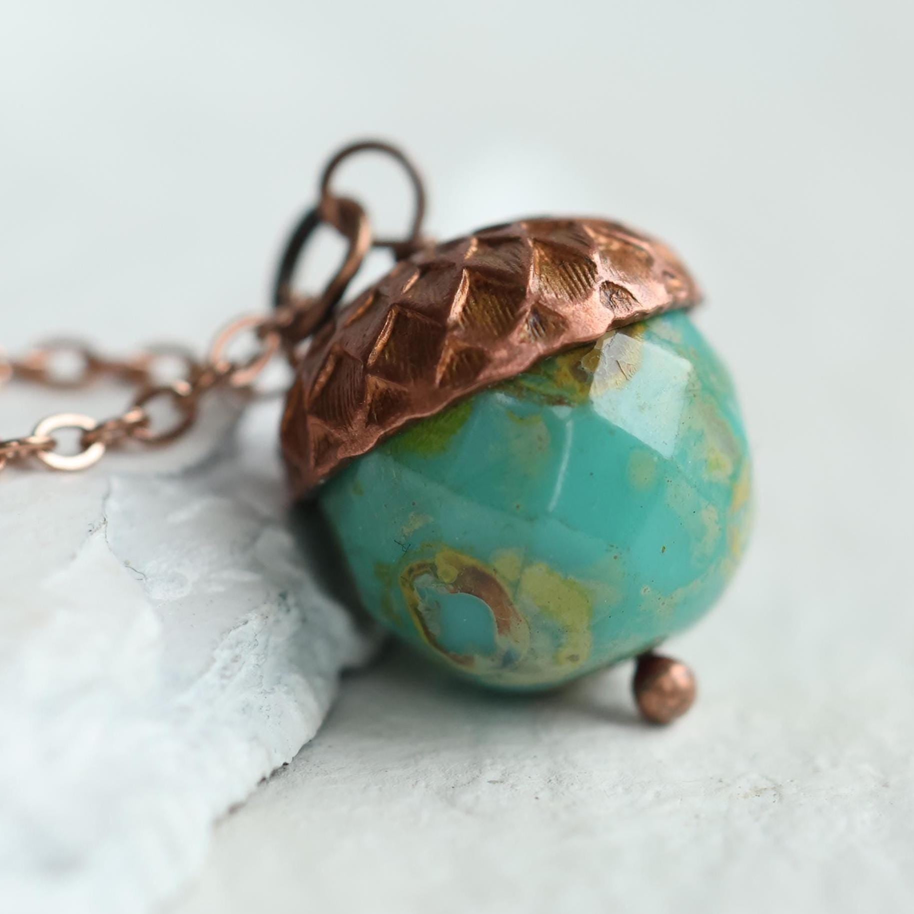 Jade Green Acorn Necklace