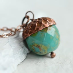 Jade Green Acorn Necklace