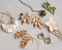 Silver Botanical Leaf Hoop Earrings