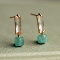 Turquoise Amazonite Cube Earrings