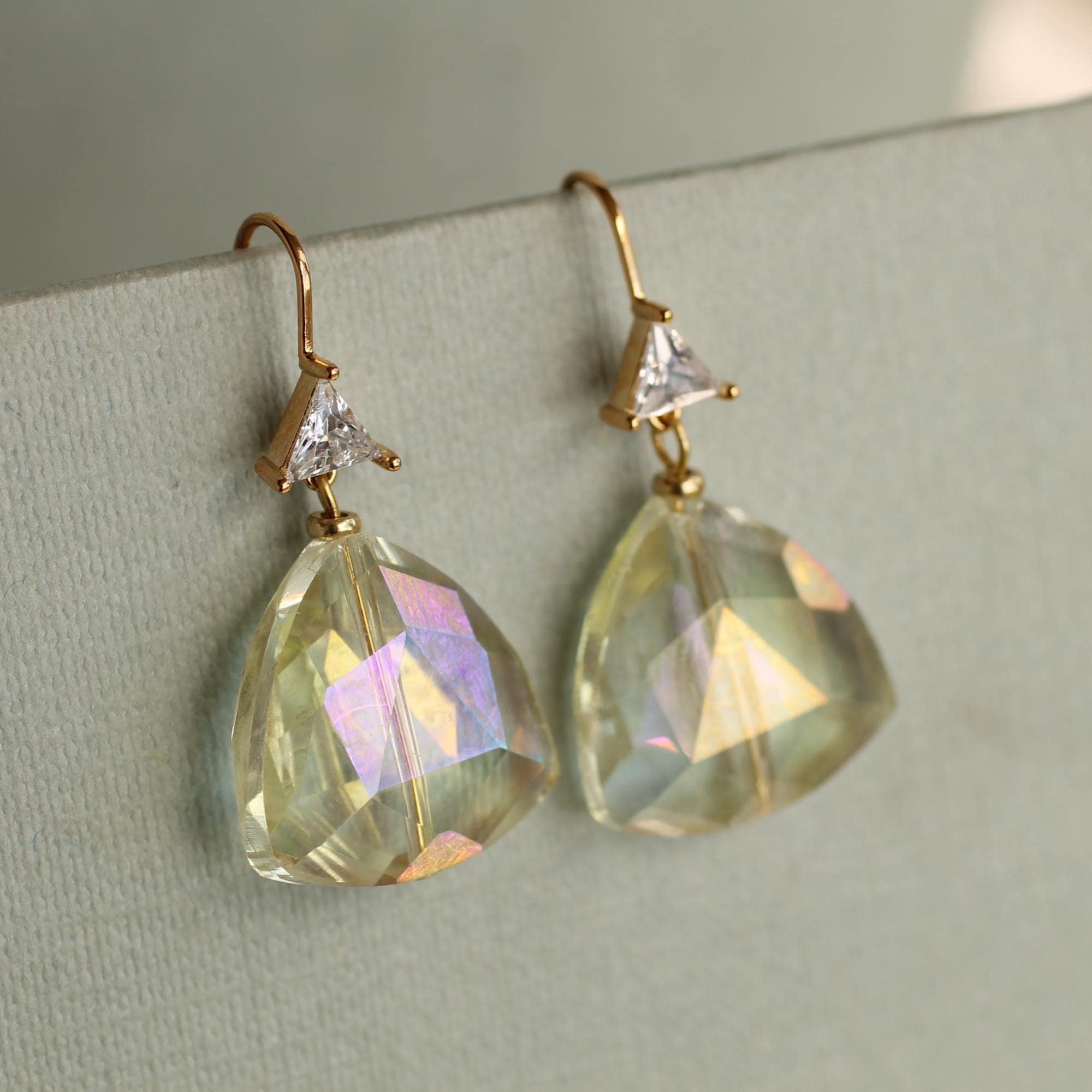 Champagne Yellow Art Deco Bridal Earrings