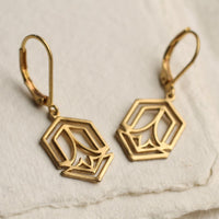 Gold Art Deco Brass Earrings