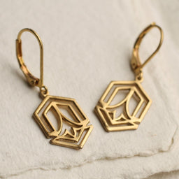 Gold Art Deco Brass Earrings