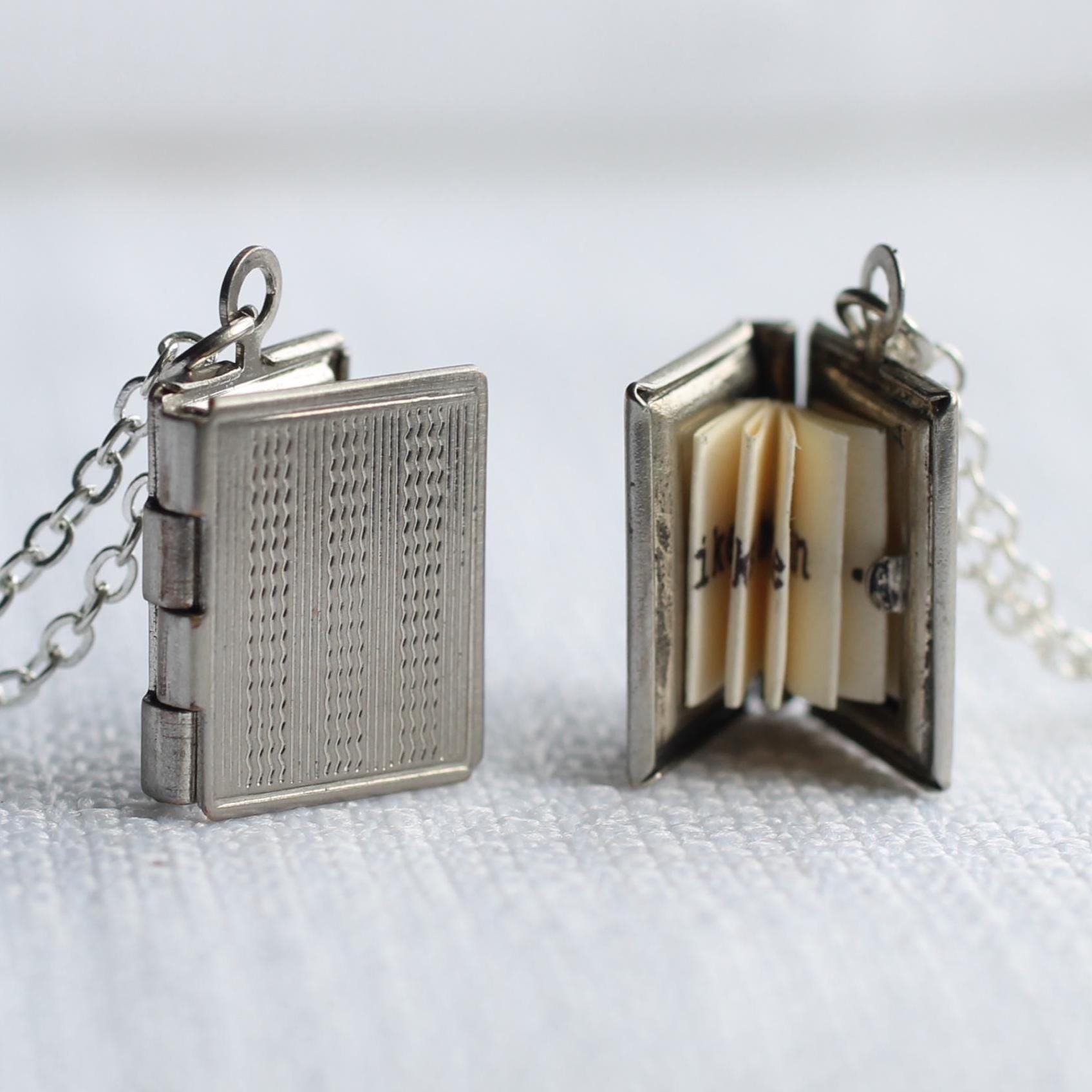 Silver Stripe Book Locket