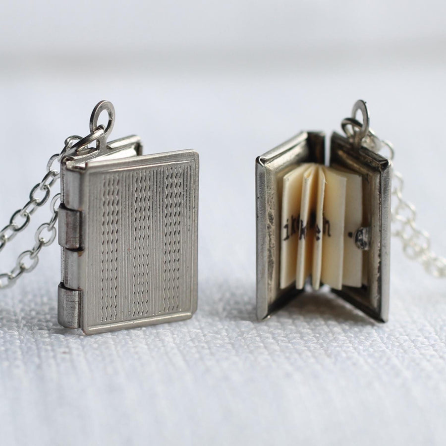 Silver Stripe Book Locket