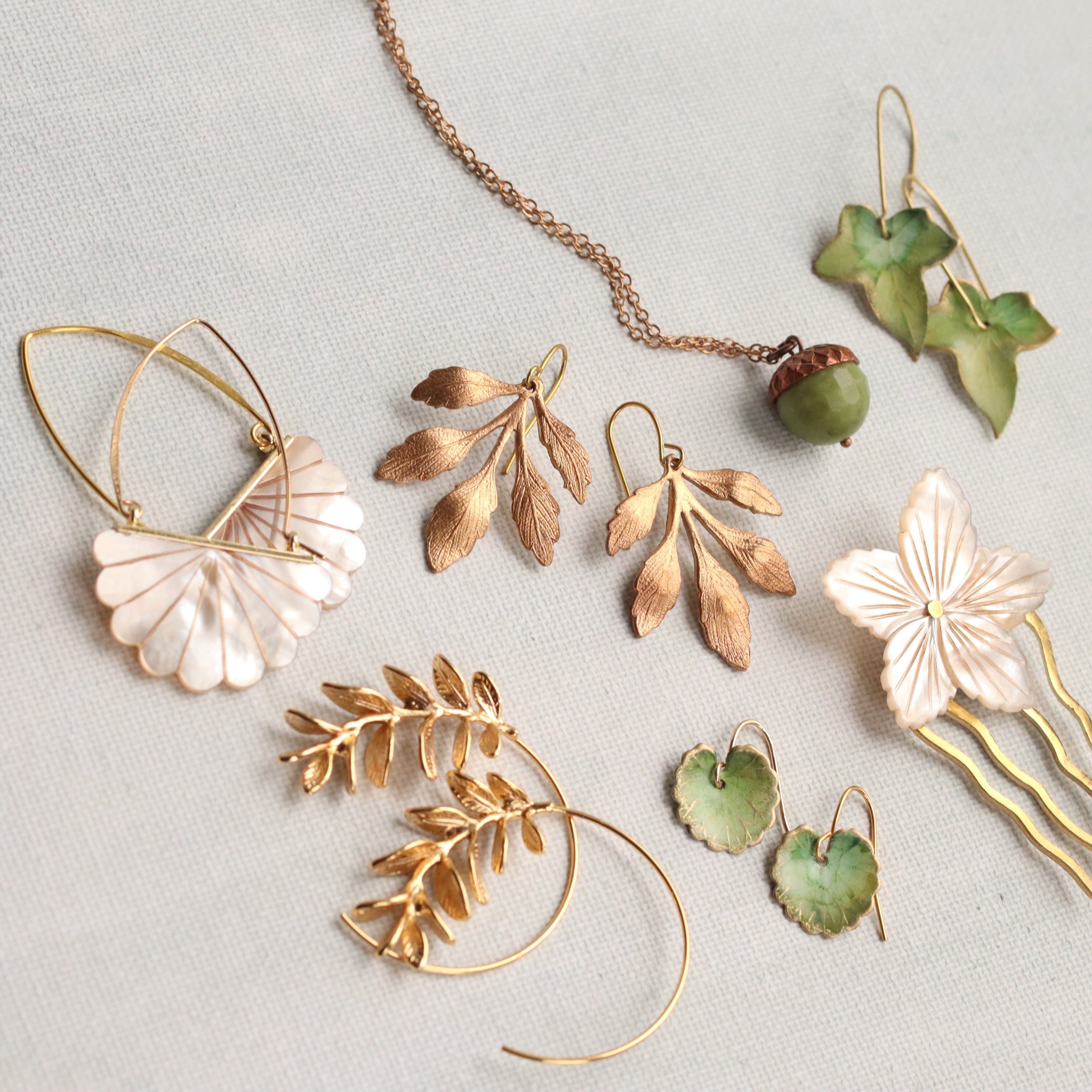 Willow Olive Green Leaf Earrings