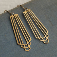 Art Deco Gold Fan Earrings