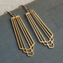 Art Deco Gold Fan Earrings
