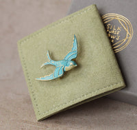 Blue Swallow Bird Brooch