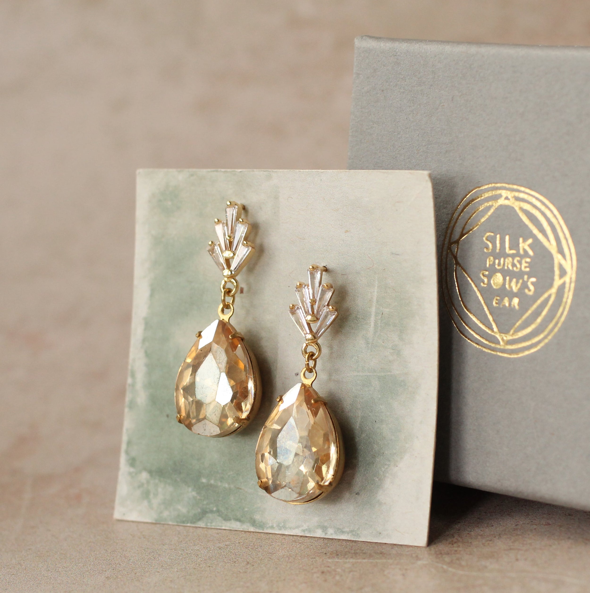 Champagne Crystal Teardrop Earrings