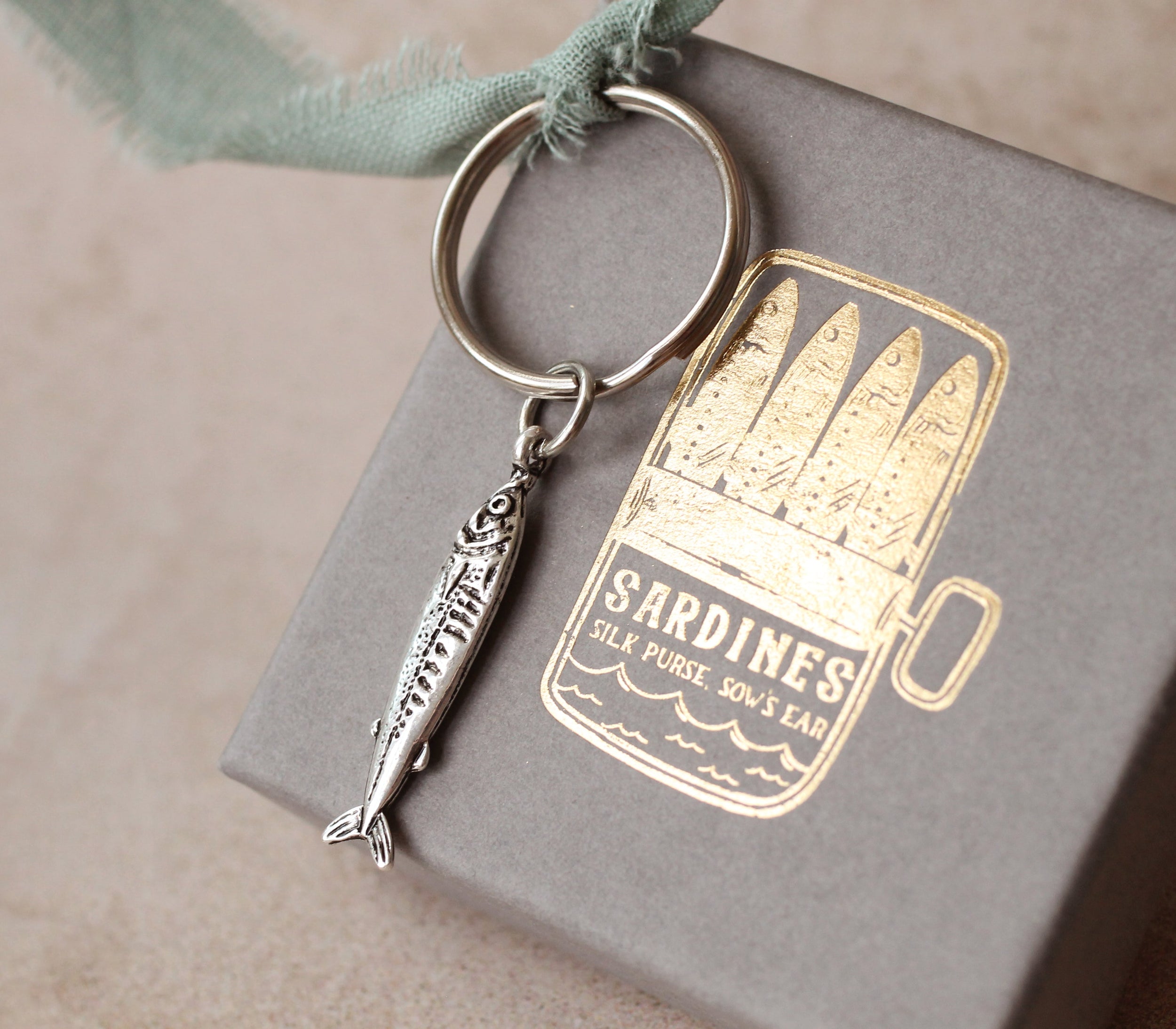 Tiny Sardine Charm Keyring