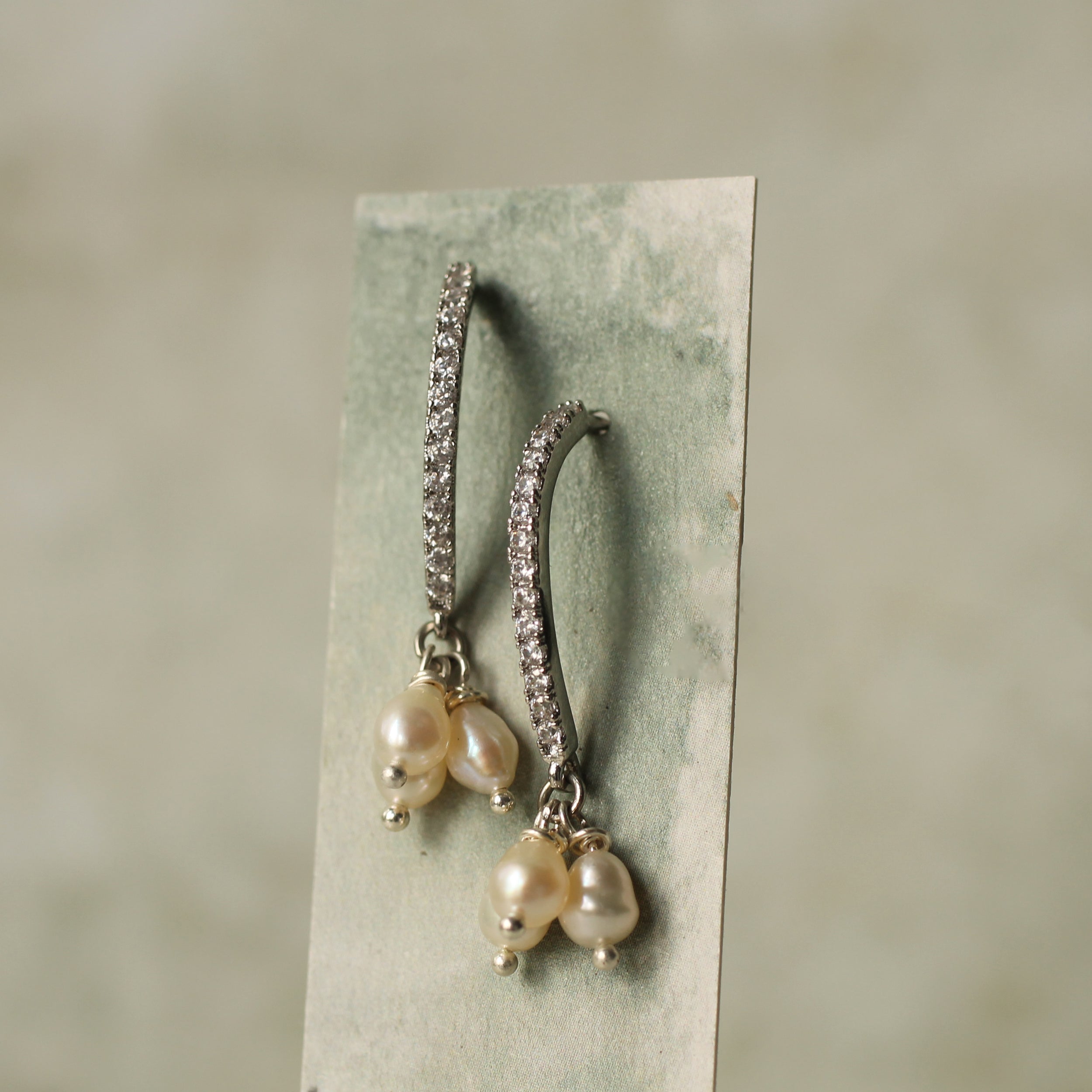 Freshwater Pearl and Silver Bridal Earrings