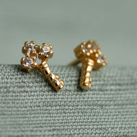 Tiny Key Stud Earrings