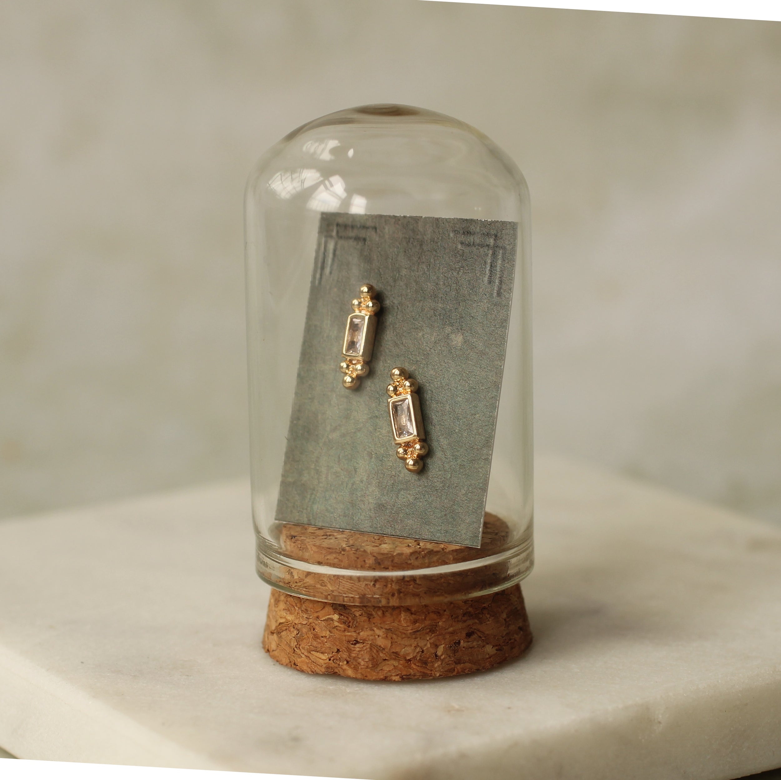 Tudor Baguette Rectangle Stud Earrings