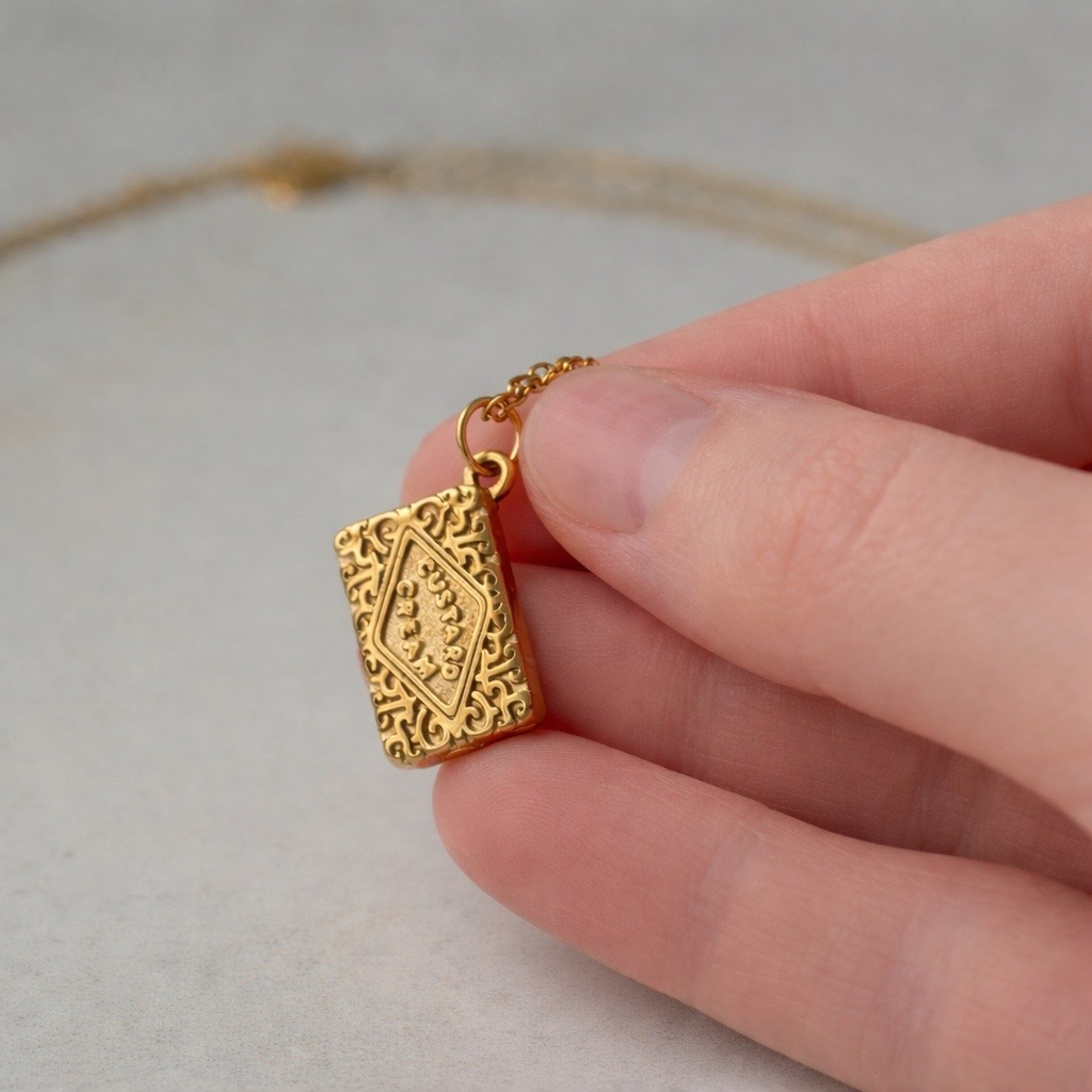 Custard Cream Biscuit Necklace