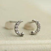 Gold Vermeil Moon Stud Earrings